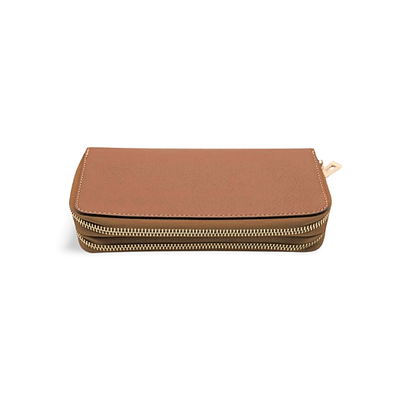 double camel leather wallet zip