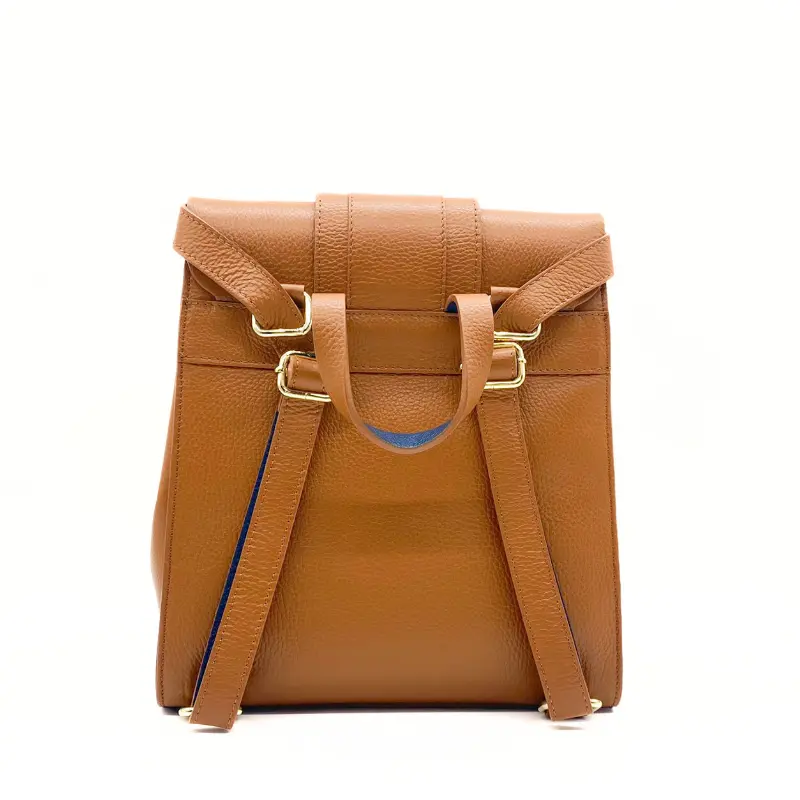 duo camel leather backpack back