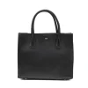 emma black leather handbag silver personalization