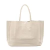 essential beige leather shopper bag