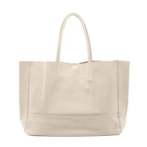 essential beige leather shopper bag