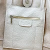 essential beige leather shopper bag interior detail