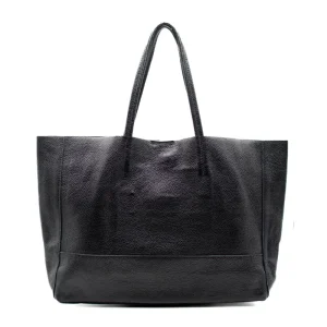 Essential Mala Shopper Preta em Pele