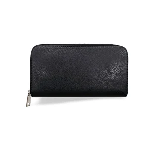 essential black leather wallet front