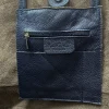 essential blue leather shopper bag interior detail