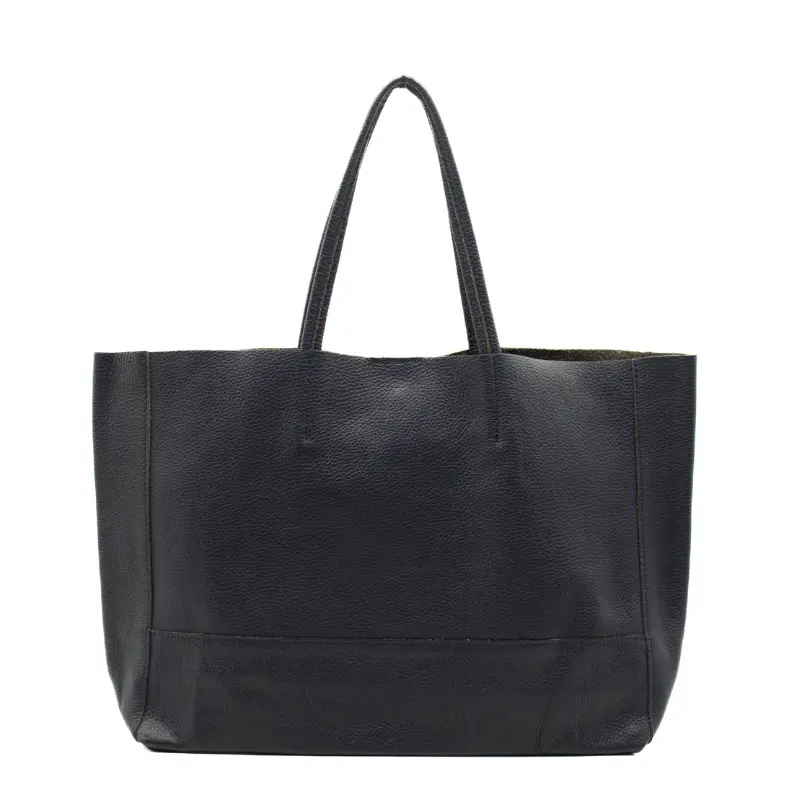 essential blue leather shopper bag