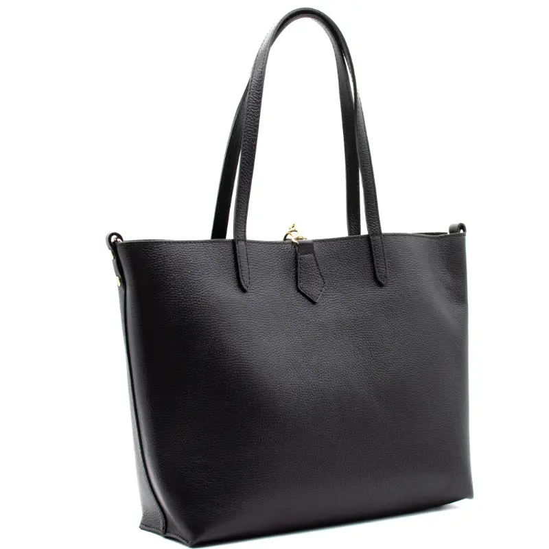 eva black tote leather bag side