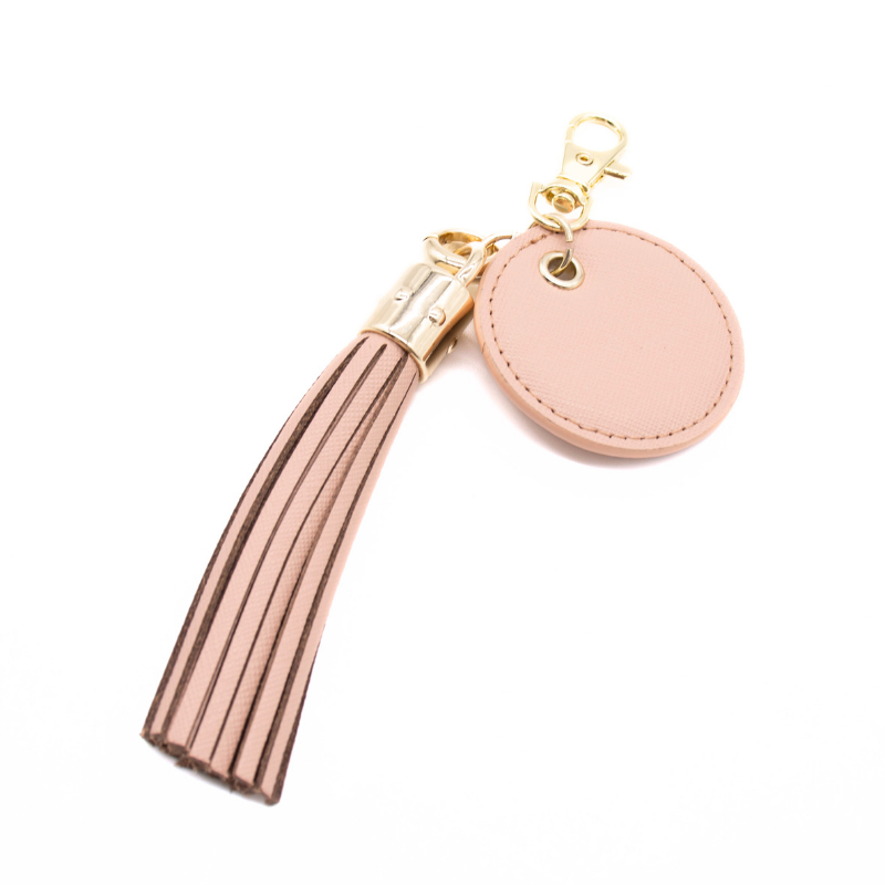 fringe nude leather bag key ring