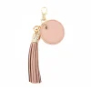 fringe nude leather bag key ring