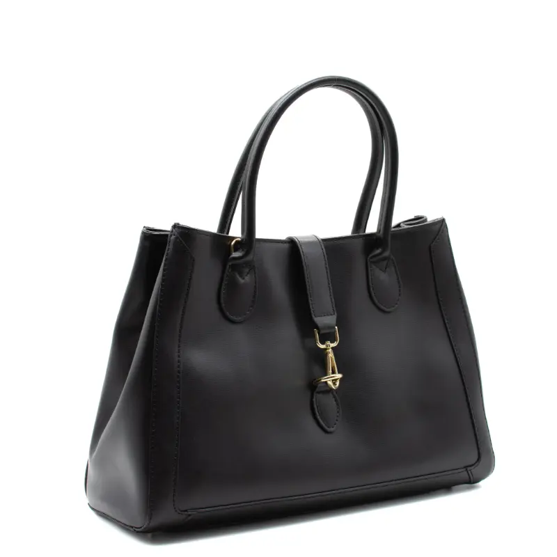 grace black leather handbag side