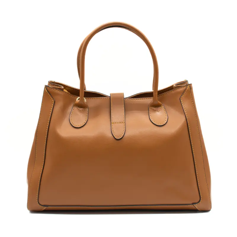 grace camel leather handbag back