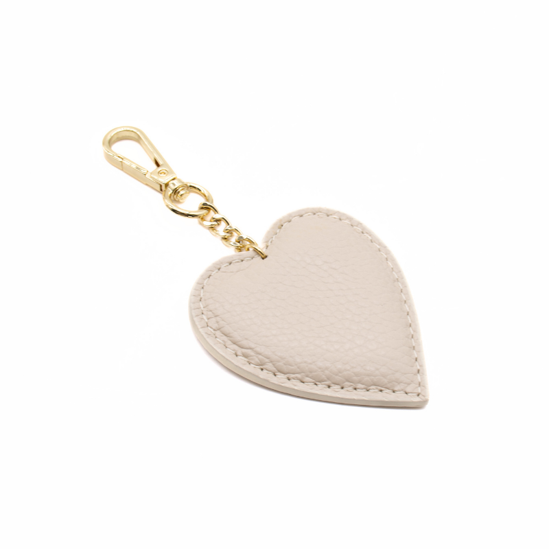 heart beige leather bag accessory side