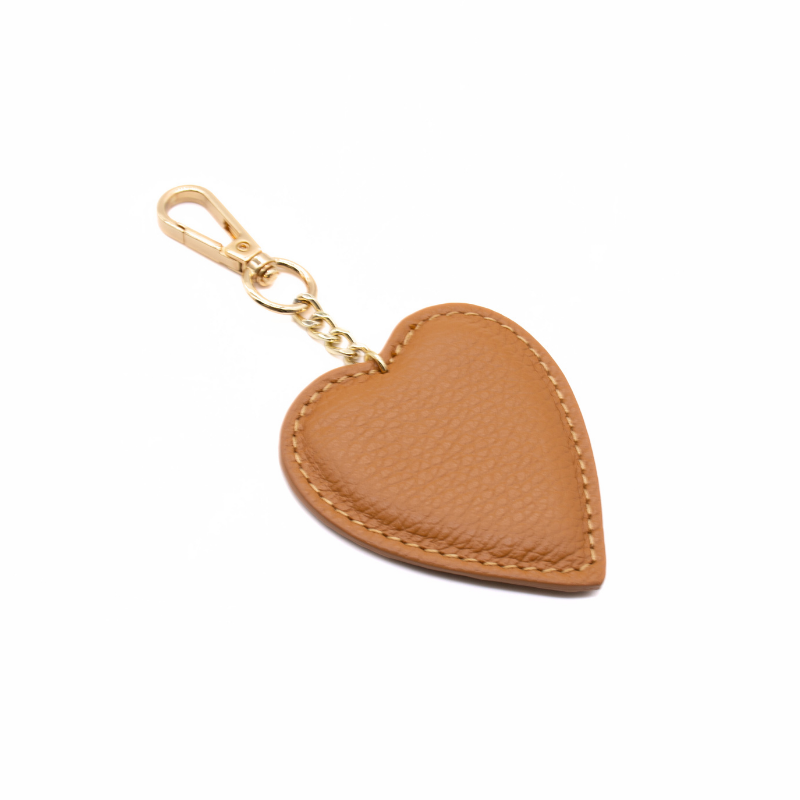 heart camel leather bag accessory side