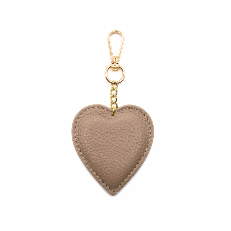 heart dark beige leather bag accessory