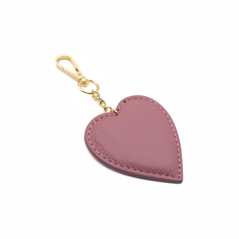 heart old pink leather bag accessory side