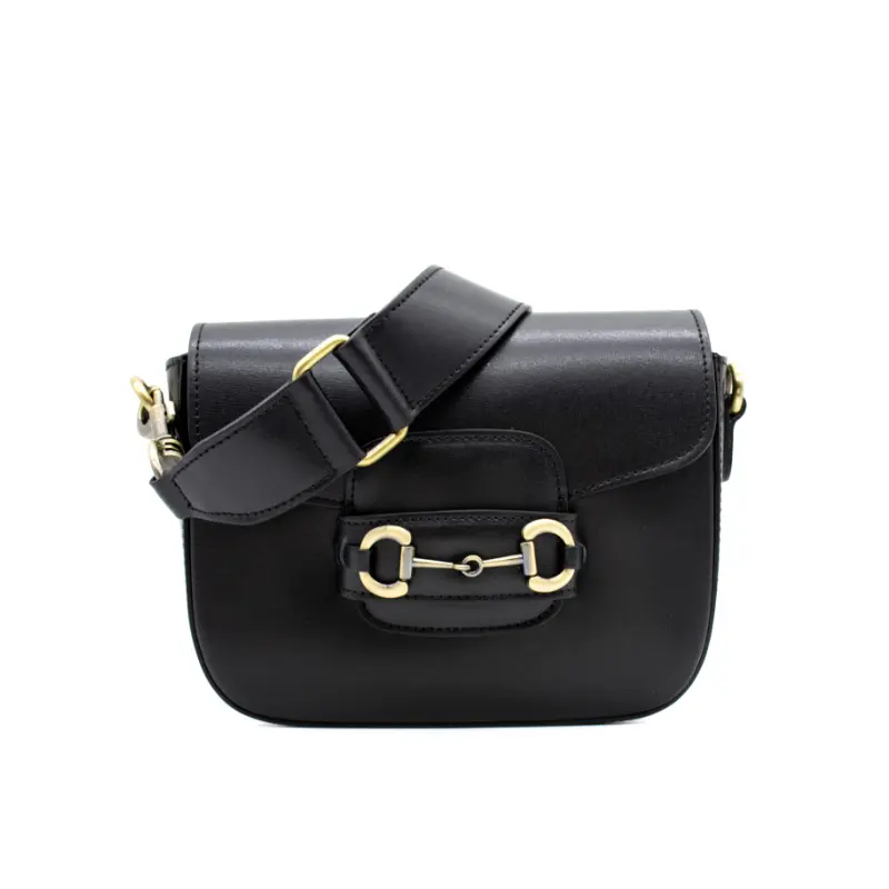 horsy black crossbody leather bag strap