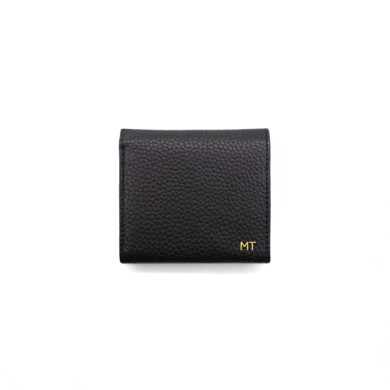 jess mini black leather wallet gold personalization