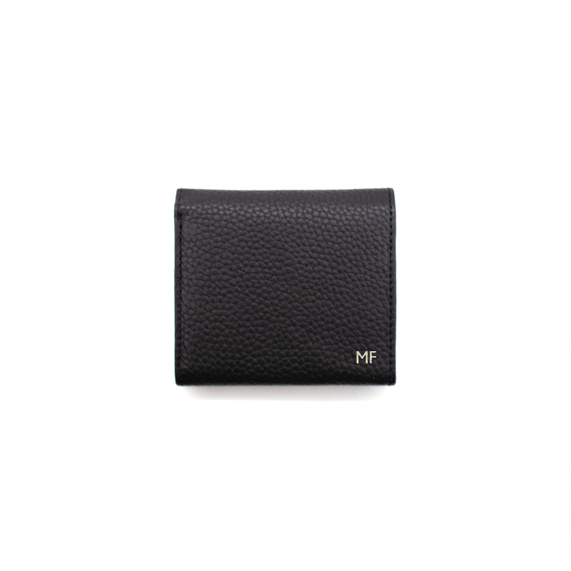 jess mini black leather wallet silver personalization