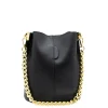 jessie black leather bucket bag chain strap