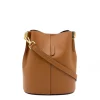 jessie camel leather bucket bag back leather strap