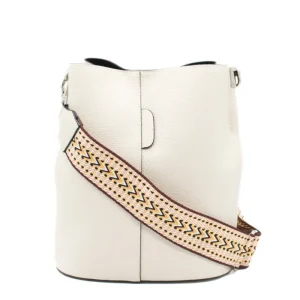 jessie l beige leather bucket bag guitar strap