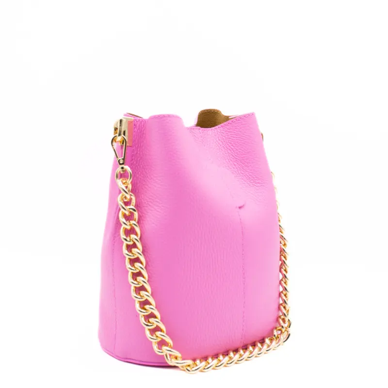 jessie pink leather bucket bag side