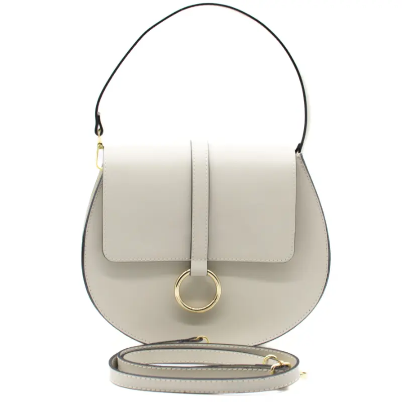 loop beige leather shoulder bag extra strap