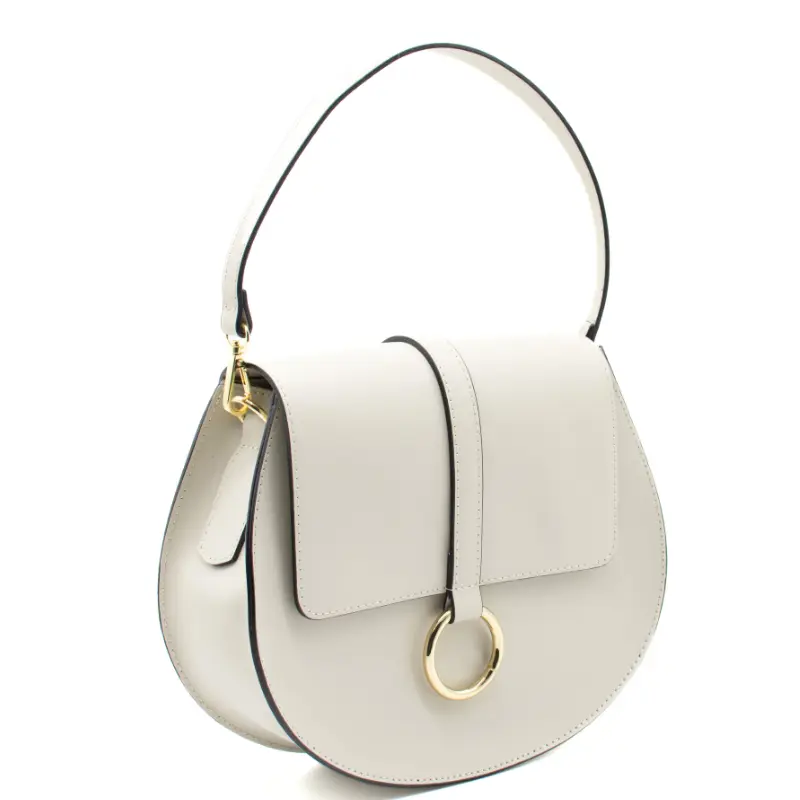 loop beige leather shoulder bag strap side