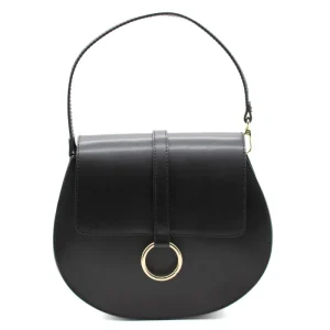 loop black leather shoulder bag