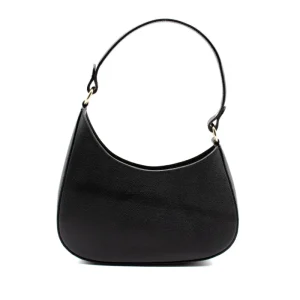 moon black shoulder leather bag