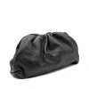 pouch black leather handbag side