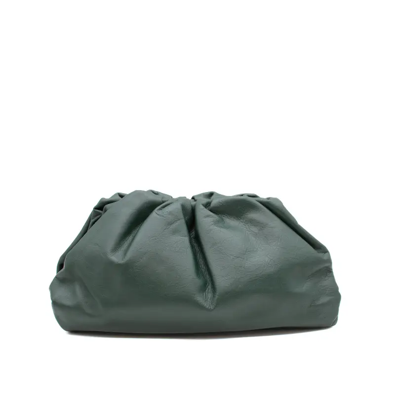 pouch green leather handbag