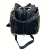 ruffle-black-leather-bucket-bag-strap ruffle black leather bucket bag strap