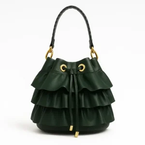 ruffle-green-bucket-leather-bag