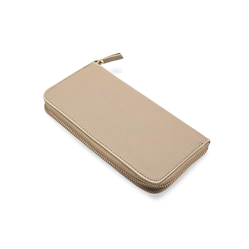 saffie taupe leather wallet side