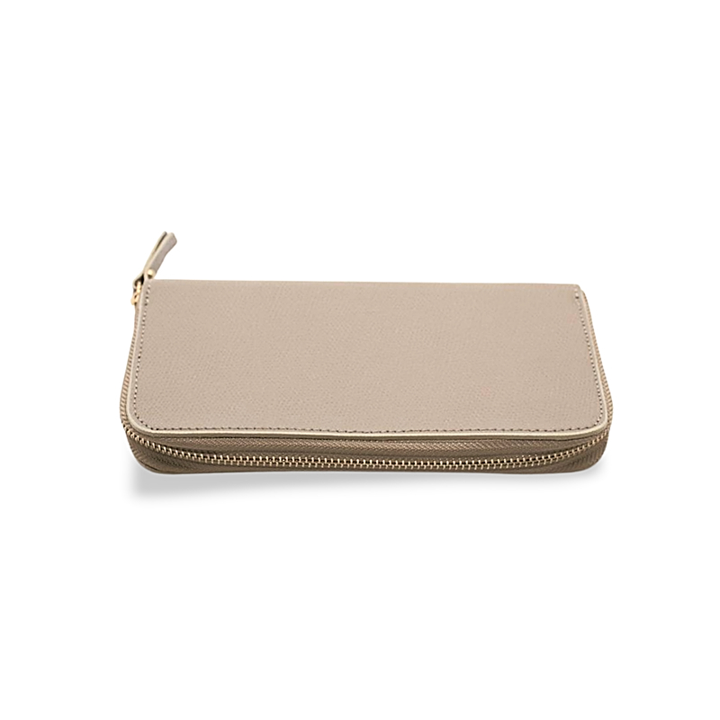 saffie taupe leather wallet zip