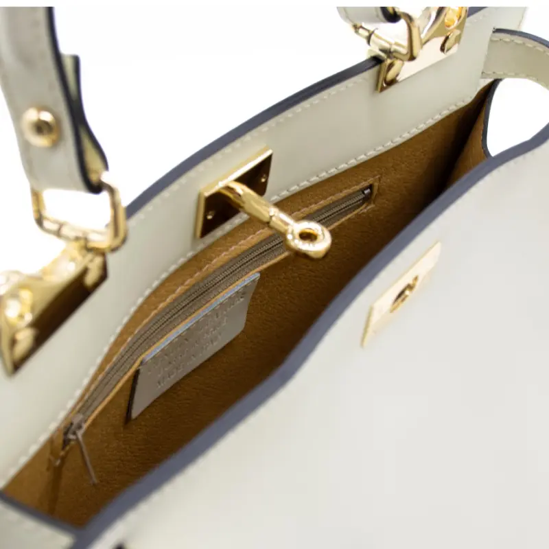 sophia beige leather handbag interior