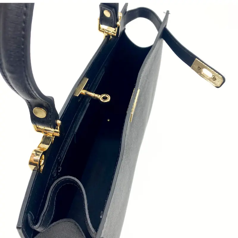 sophia black leather handbag interior