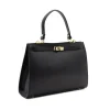 sophia black leather handbag side