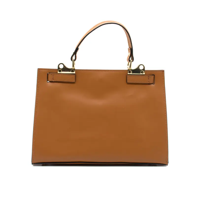 sophia camel leather handbag back