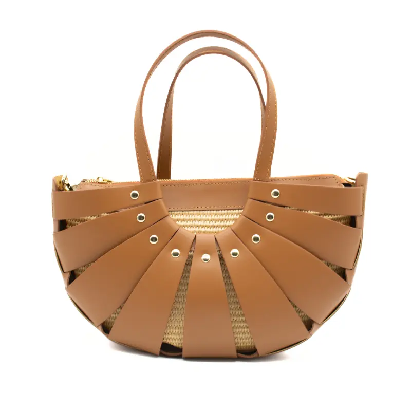 sunshine m camel leather handbag back