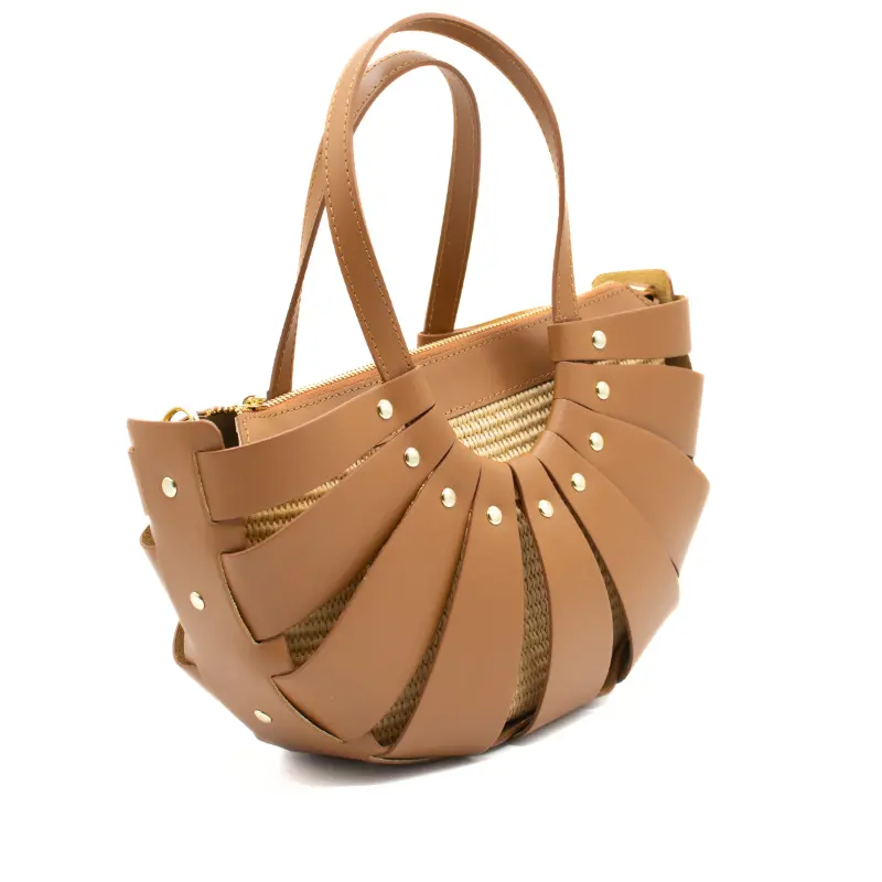 sunshine m camel leather handbag side