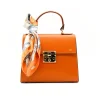 diva orange leather handbag gold personalization