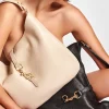 audrey beige shoulder leather bag on model