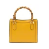 bamboo yellow leather handbag gold personalization