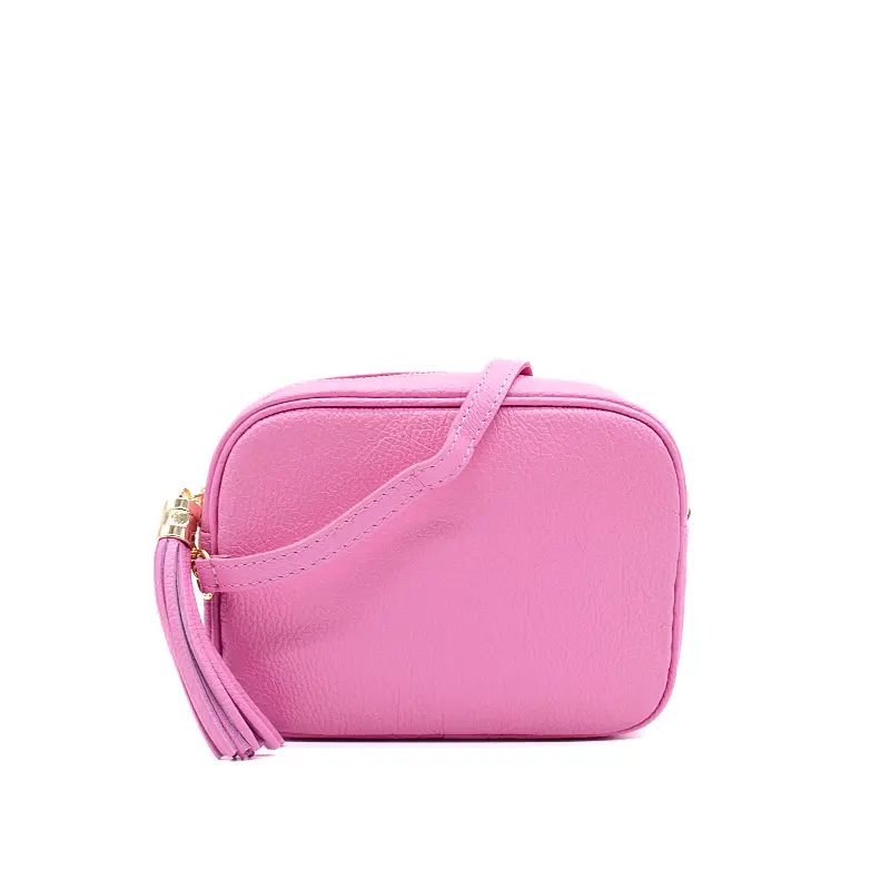 bb bubble pink crossbody leather bag front strap