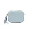 bb light blue leather crossbody bag gold personalization