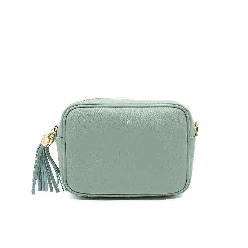 bb mint leather crossbody bag silver personalization