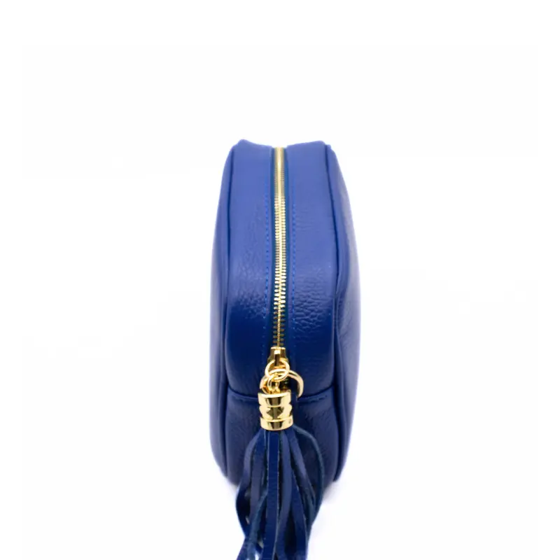 bb royal blue leather crossbody bag zip