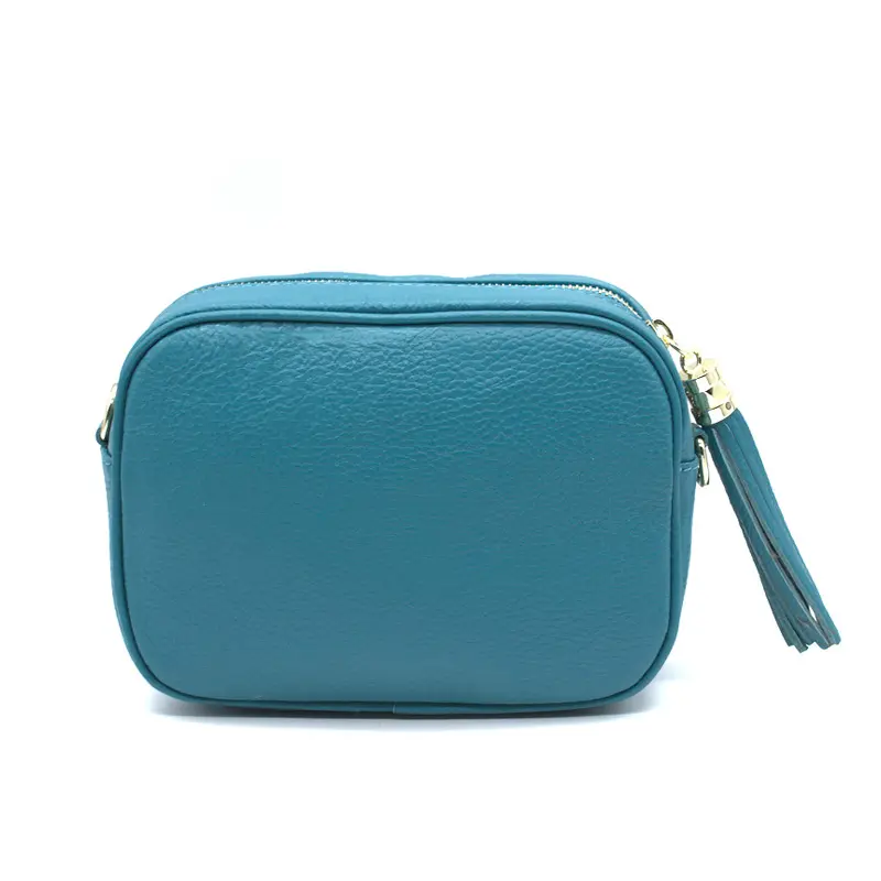 bb turquoise leather crossbody bag back